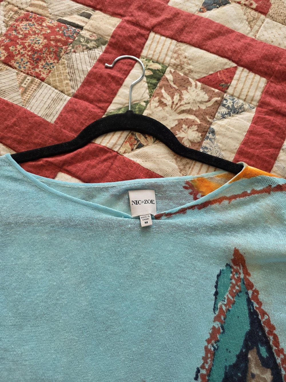 NIC+ZOE Aqua Abstract Print Lightweight Top - Picture 2 of 3